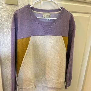 Anthropologie Saturday Sunday Fleece Sweatshirt in beige/purple/gold